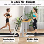 Gymax Tapis de course électrique 2 en 1 sous le bureau et moteur puissant, roues de transport flexibles, support de téléphone portable argent/noir/blanc