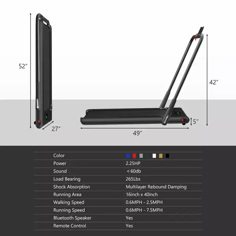 Gymax Tapis de course électrique 2 en 1 sous le bureau et moteur puissant, roues de transport flexibles, support de téléphone portable argent/noir/blanc