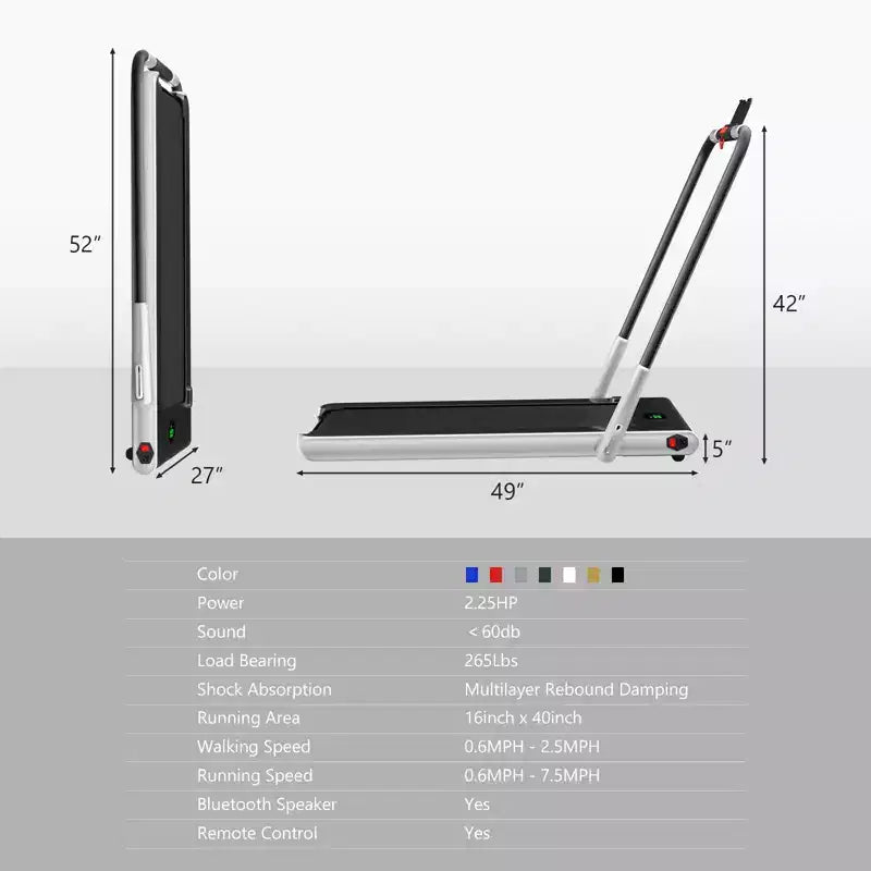 Gymax Tapis de course électrique 2 en 1 sous le bureau et moteur puissant, roues de transport flexibles, support de téléphone portable argent/noir/blanc