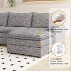 Acekool 108 Modular Sectional Sofa with Ottoman, Deep Seat Cloud Couch, Chenille, L-Shaped, for Living Room