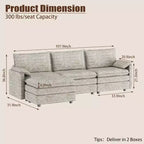 Acekool 108 Modular Sectional Sofa with Ottoman, Deep Seat Cloud Couch, Chenille, L-Shaped, for Living Room