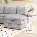 Acekool 108 Modular Sectional Sofa with Ottoman, Deep Seat Cloud Couch, Chenille, L-Shaped, for Living Room
