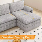 Acekool 108 Modular Sectional Sofa with Ottoman, Deep Seat Cloud Couch, Chenille, L-Shaped, for Living Room