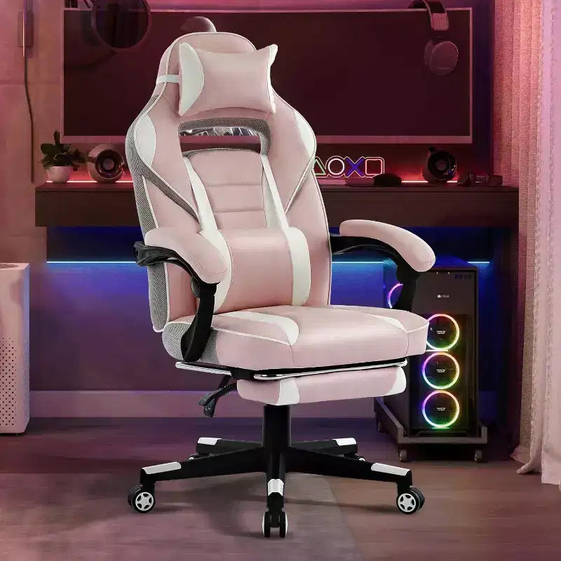 Acekool Ergonomic Gaming Chair for Adults, PU Leather, Massage Lumbar, Footrest, Adjustable, for Office or Gaming