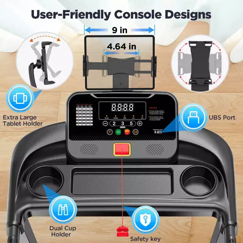 Tapis roulant pliable de 2,75 CV avec capacité de 300 lb et inclinaison, 71 programmes, application intelligente, haut-parleurs stéréo HiFi, tapis roulant portable de 12 km/h pour la marche et le jogging à domicile