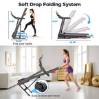 Tapis de course portable 3,5 CV – Compact, Bluetooth, contrôle par application et 71 programmes, 3 niveaux d'inclinaison pour le jogging et la course à pied à la maison/au bureau