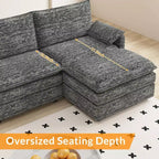 Grand canapé d'angle modulaire 108 places assises profondes, pouf inclus, sièges extra larges et confortables pour salon ou appartement