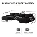 146 Modern U-Shaped Modular Sectional Sofa for Living Room,Flannelette Fabric,Oversized 4-Seater Couch,boneless sofa