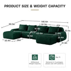 146 Modern U-Shaped Modular Sectional Sofa for Living Room,Flannelette Fabric,Oversized 4-Seater Couch,boneless sofa