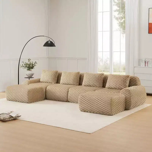 146 Modern U-Shaped Modular Sectional Sofa for Living Room,Flannelette Fabric,Oversized 4-Seater Couch,boneless sofa