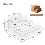 GDFStudio Polly Oversized Chenille Chaise Lounger Sofa with Charge Station and Cup Holders