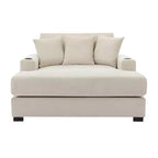 GDFStudio Polly Oversized Chenille Chaise Lounger Sofa with Charge Station and Cup Holders