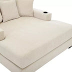GDFStudio Polly Oversized Chenille Chaise Lounger Sofa with Charge Station and Cup Holders
