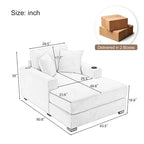 GDFStudio Polly Oversized Chenille Chaise Lounger Sofa with Charge Station and Cup Holders