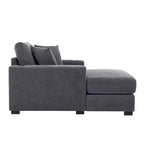 GDFStudio Polly Oversized Chenille Chaise Lounger Sofa with Charge Station and Cup Holders