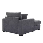 GDFStudio Polly Oversized Chenille Chaise Lounger Sofa with Charge Station and Cup Holders