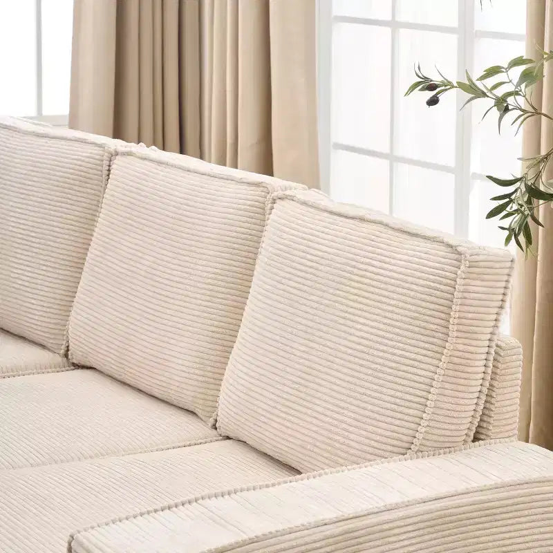 Sofa, Modular Sectional Oversized  Convertible U-Shaped Chaise Sleeper Sofa Wide Armrests Corduroy Cloud Couch for Living Room/Bedroom Beige