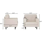 Fauteuil d'appoint ergonomique en lin Acekool, accoudoirs larges et mousse haute densité, fauteuil moderne une place pour le salon