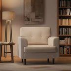 Fauteuil d'appoint ergonomique en lin Acekool, accoudoirs larges et mousse haute densité, fauteuil moderne une place pour le salon