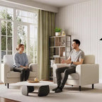 Fauteuil d'appoint ergonomique en lin Acekool, accoudoirs larges et mousse haute densité, fauteuil moderne une place pour le salon