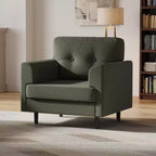 Fauteuil d'appoint ergonomique en lin Acekool, accoudoirs larges et mousse haute densité, fauteuil moderne une place pour le salon