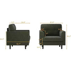Fauteuil d'appoint ergonomique en lin Acekool, accoudoirs larges et mousse haute densité, fauteuil moderne une place pour le salon