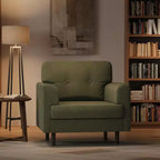 Fauteuil d'appoint ergonomique en lin Acekool, accoudoirs larges et mousse haute densité, fauteuil moderne une place pour le salon