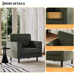 Fauteuil d'appoint ergonomique en lin Acekool, accoudoirs larges et mousse haute densité, fauteuil moderne une place pour le salon
