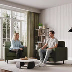 Fauteuil d'appoint ergonomique en lin Acekool, accoudoirs larges et mousse haute densité, fauteuil moderne une place pour le salon