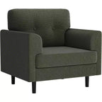 Acekool Ergonomic Linen Accent Chair, Wide Armrests & High-Density Foam, Modern Single Seater for Living Room