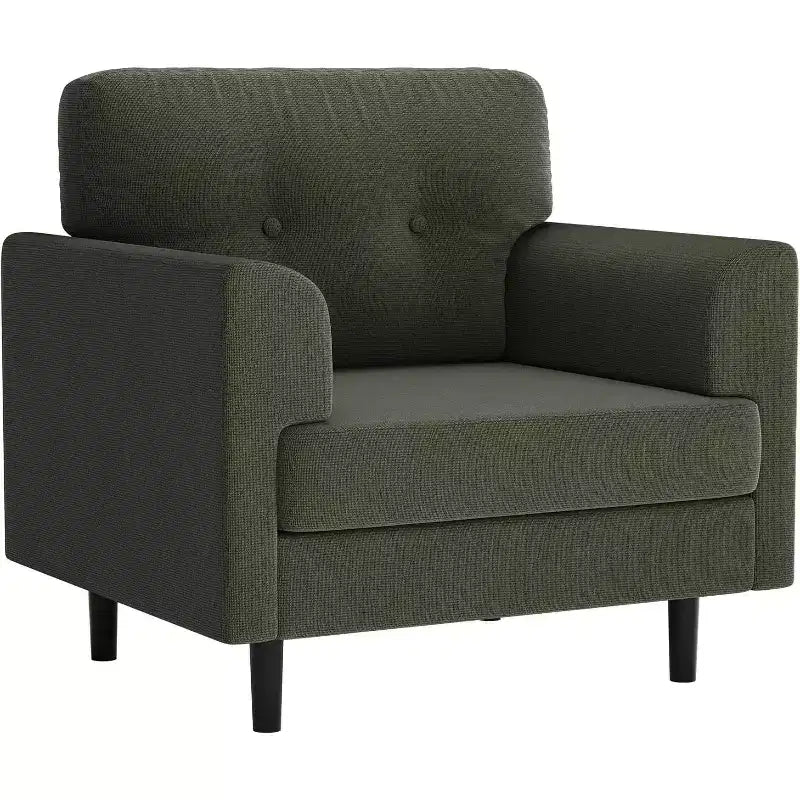 Acekool Ergonomic Linen Accent Chair, Wide Armrests & High-Density Foam, Modern Single Seater for Living Room