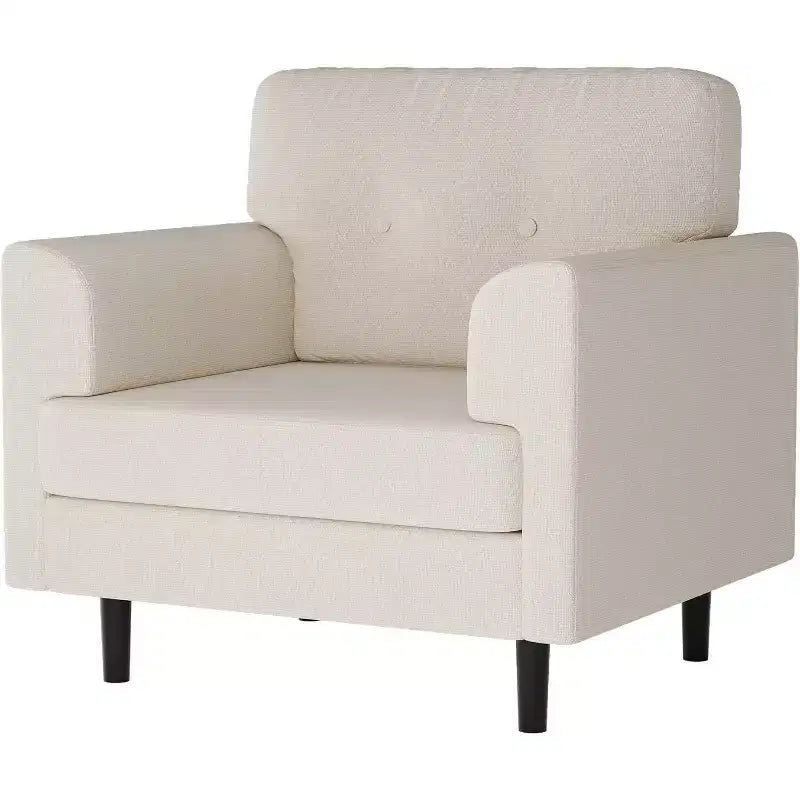 Acekool Ergonomic Linen Accent Chair, Wide Armrests & High-Density Foam, Modern Single Seater for Living Room