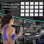 Tapis de course Gymax 4,75 CV avec application et inclinaison automatique Tapis de course pliable avec haut-parleurs Bluetooth et écran LED Machine de course électrique