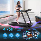 Tapis de course pliable Gymax 4,75 CV avec 20 programmes préréglés, écran tactile LED et télécommande, pour marche, jogging et course