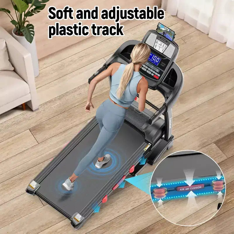 Foldable Treadmill with Auto Incline, 300LB Capacity, 5HP&12MPH Speed, Smart APP Control, 64+3+3+1 Programs, Equipment for Running Walking Jogging