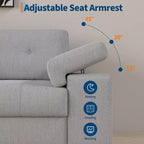 Acekool Modern 85 Inch 3-Seater Sofa with Adjustable Wide Armrests, Deep Seat Chenille Couch for Living Room