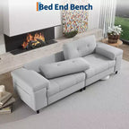 Acekool Modern 85 Inch 3-Seater Sofa with Adjustable Wide Armrests, Deep Seat Chenille Couch for Living Room