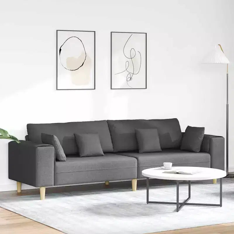 Canapé en tissu avec coussin - Gris foncé sans pouf