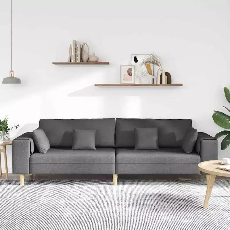 Canapé en tissu avec coussin - Gris foncé sans pouf