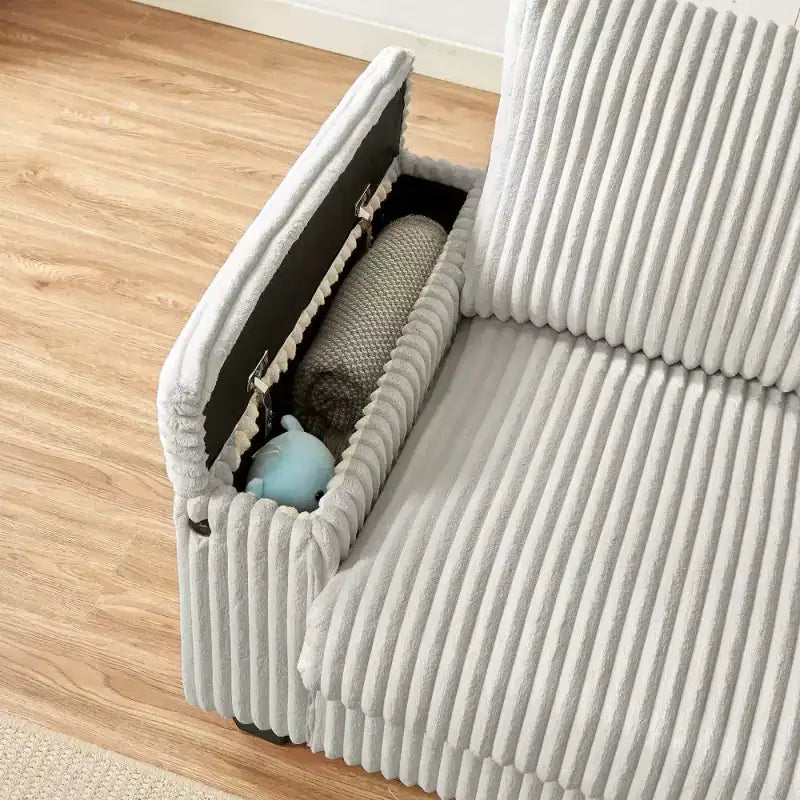 71 Modern Corduroy Loveseat Sofa with Storage, Oversized 2-Seater Deep Seat Sofa for Small Living Room or Apartment-Panipeachy