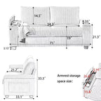 71 Modern Corduroy Loveseat Sofa with Storage, Oversized 2-Seater Deep Seat Sofa for Small Living Room or Apartment-Panipeachy