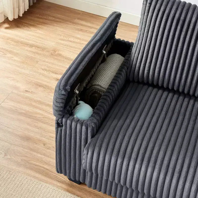 71 Modern Corduroy Loveseat Sofa with Storage, Oversized 2-Seater Deep Seat Sofa for Small Living Room or Apartment-Panipeachy