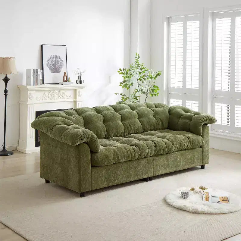 94 Modern Chenille Deep Seat Loveseat Sofa, Upholstered Fluffy Cloud Sofa for Living Room, Bedroom, Office, or Apartment-Panipeachy