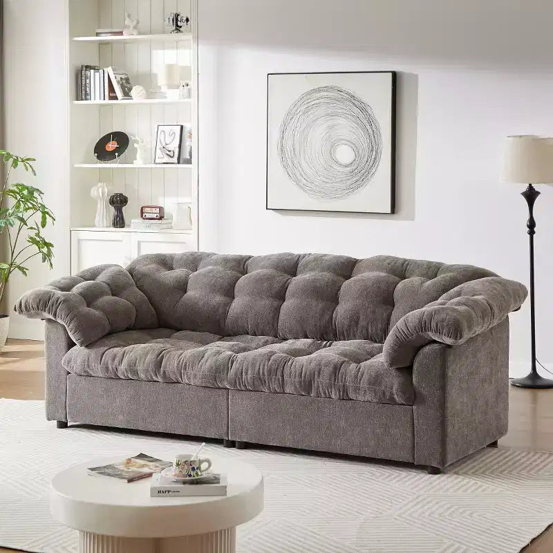 94 Modern Chenille Deep Seat Loveseat Sofa, Upholstered Fluffy Cloud Sofa for Living Room, Bedroom, Office, or Apartment-Panipeachy