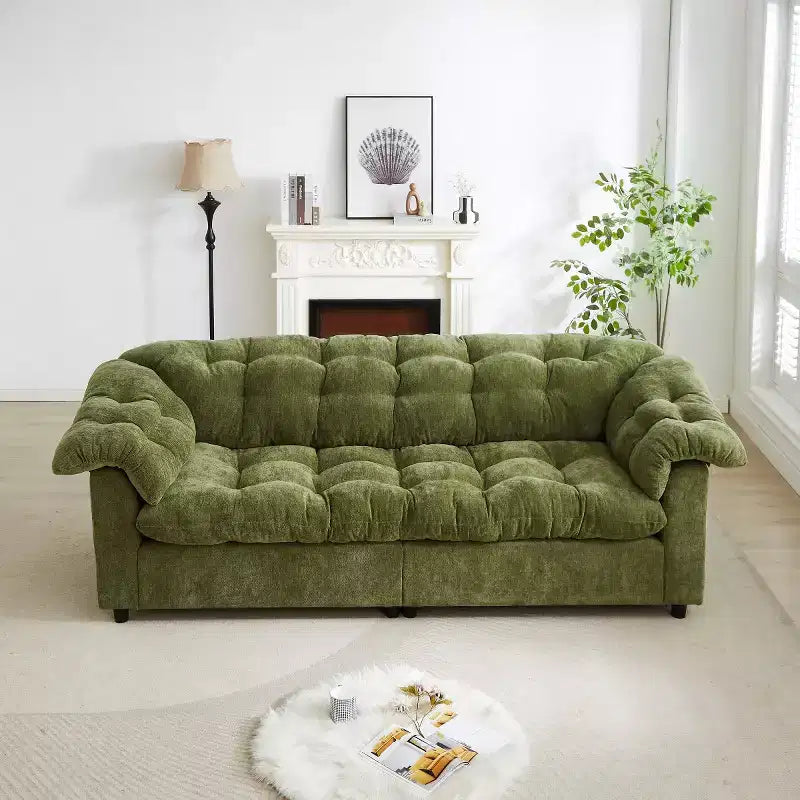94 Modern Chenille Deep Seat Loveseat Sofa, Upholstered Fluffy Cloud Sofa for Living Room, Bedroom, Office, or Apartment-Panipeachy