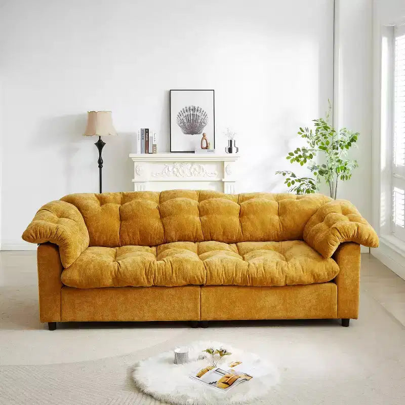 94 Modern Chenille Deep Seat Loveseat Sofa, Upholstered Fluffy Cloud Sofa for Living Room, Bedroom, Office, or Apartment-Panipeachy