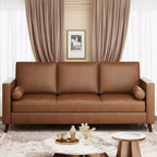 Acekool 86 Inch Mid Century Modern Leather Sofa 3 Seater Deep Seat Couch for Living Room