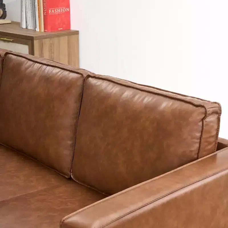 Acekool 86 Inch Mid Century Modern Leather Sofa 3 Seater Deep Seat Couch for Living Room