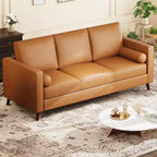 Acekool 86 Inch Mid Century Modern Leather Sofa 3 Seater Deep Seat Couch for Living Room