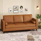 Acekool 86 Inch Mid Century Modern Leather Sofa 3 Seater Deep Seat Couch for Living Room